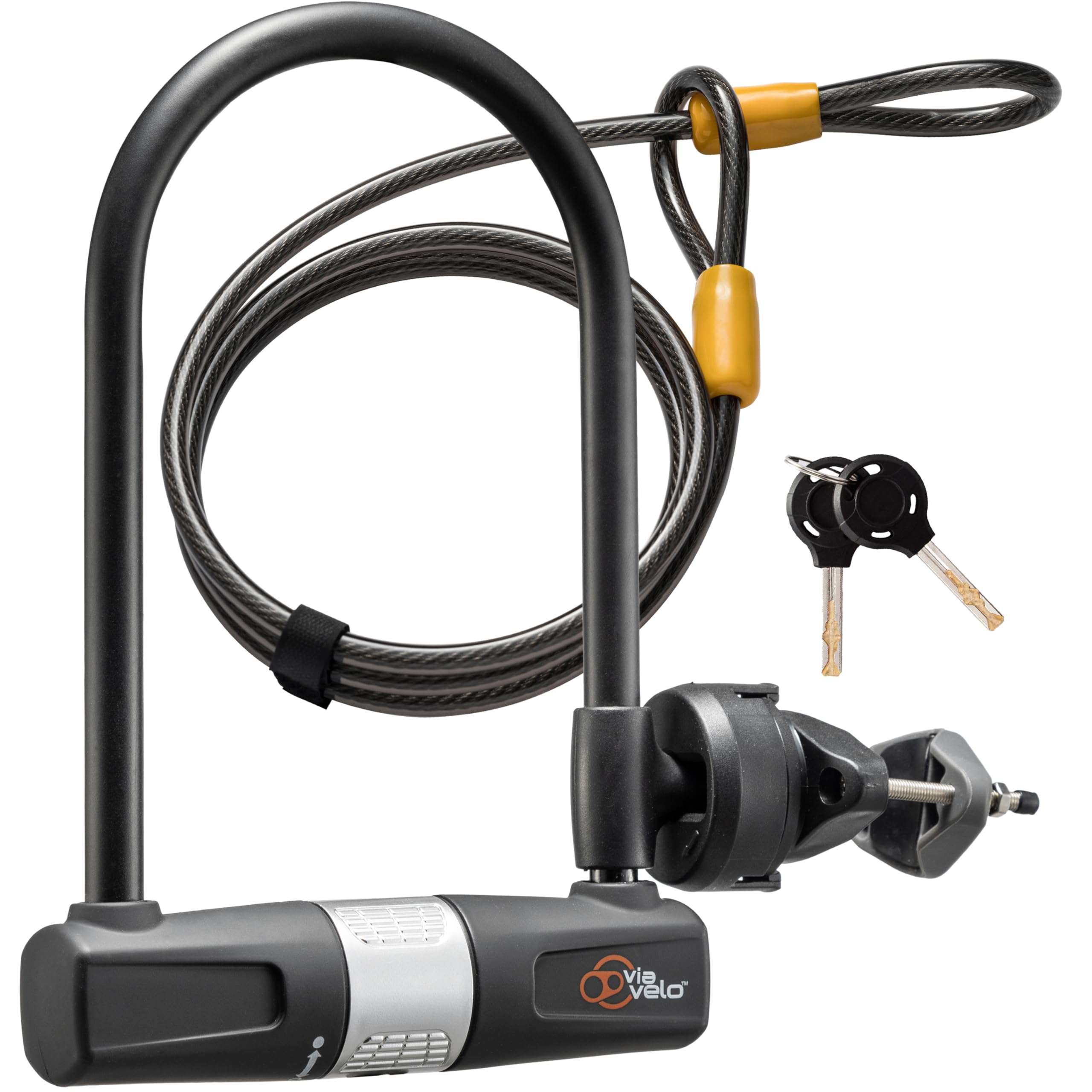Heavy Duty Bike U-Lock - 14mm Steel Shackle With Cable For Motorcycles & Bicycles