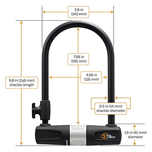 Bike U Lock with Cable - Via Velo Heavy Duty Bicycle U-Lock,14mm Shackle and 10mm x1.8m Cable with Mounting Bracket for Road, Mountain, Electric & Folding Bike