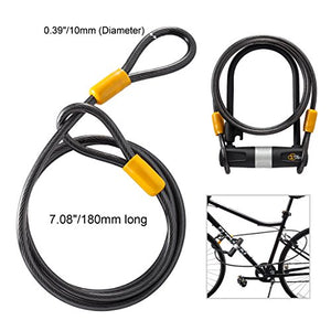 Bike U Lock with Cable - Via Velo Heavy Duty Bicycle U-Lock,14mm Shackle and 10mm x1.8m Cable with Mounting Bracket for Road, Mountain, Electric & Folding Bike