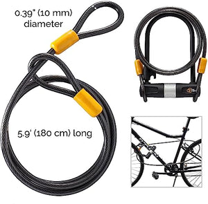Via Velo 3 Bicycle U-Lock Set, Samekey System Keyed Alike, Heavy Duty, 14mm Shackle and 10mm x 1.8m Cable with Mounting Bracket for Road Bike Mountain Bike Folding Bike