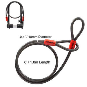 Bike U Lock with Cable | Via Velo Heavy Duty Anti-Theft Bicycle U Lock Sold Secure Silver 15mm Shackle Inner Dim 9 x 4.5 in with 10mm x 6Ft Length Cable Security Lock for Bike Electric Bike Scooter
