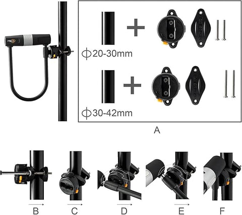 Via Velo 2 Bicycle U-Lock Set, Same Key System 4 Keyed Alike Keys, Heavy Duty Sold Secure 14mm Shackle and 10mm x 1.8m Cable with Mounting Bracket for Road Bike Mountain Bike Folding Bike