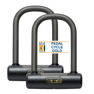 Via Velo U Lock 2 Sets Same Key System 6 Keyed Alike | Heavy Duty 20CrMnTi Mini U Locks 16mm with Sold Secure Diamond Approval for Scooter and Electric Scooter and Perfect for famliy Kids and Couple