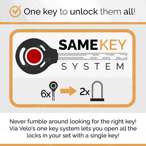 Via Velo U Lock 2 Sets Same Key System 6 Keyed Alike | Heavy Duty 20CrMnTi Mini U Locks 16mm with Sold Secure Diamond Approval for Scooter and Electric Scooter and Perfect for famliy Kids and Couple