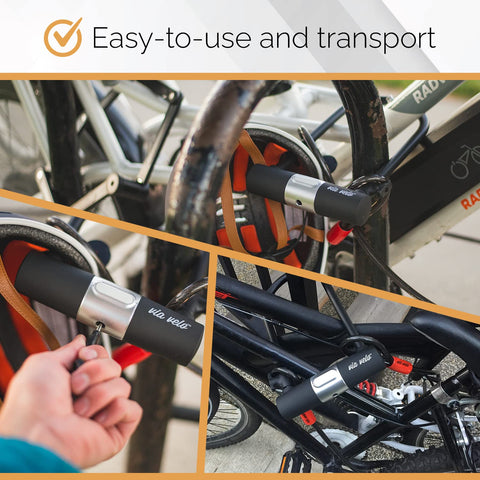 Via Velo 2 Bike Lock Set Same Key System 4 Keyed Alike with 2 Cables | Bicycle U Lock Shackle Sold Secure Siver, Bike Lock for Road Bike Mountain Bike Electric Bike Folding Bike