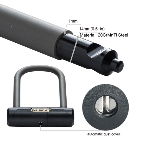 Via Velo Mini Bike U Lock| Pro Mini U Lock 20CrMnTi Steel Anti-Theft 16mm Shackle with Bracket insize:5.7 x 3.5 in and Sold Secure Diamomd Approval for All Bikes Electric Bike,Electric Scooters