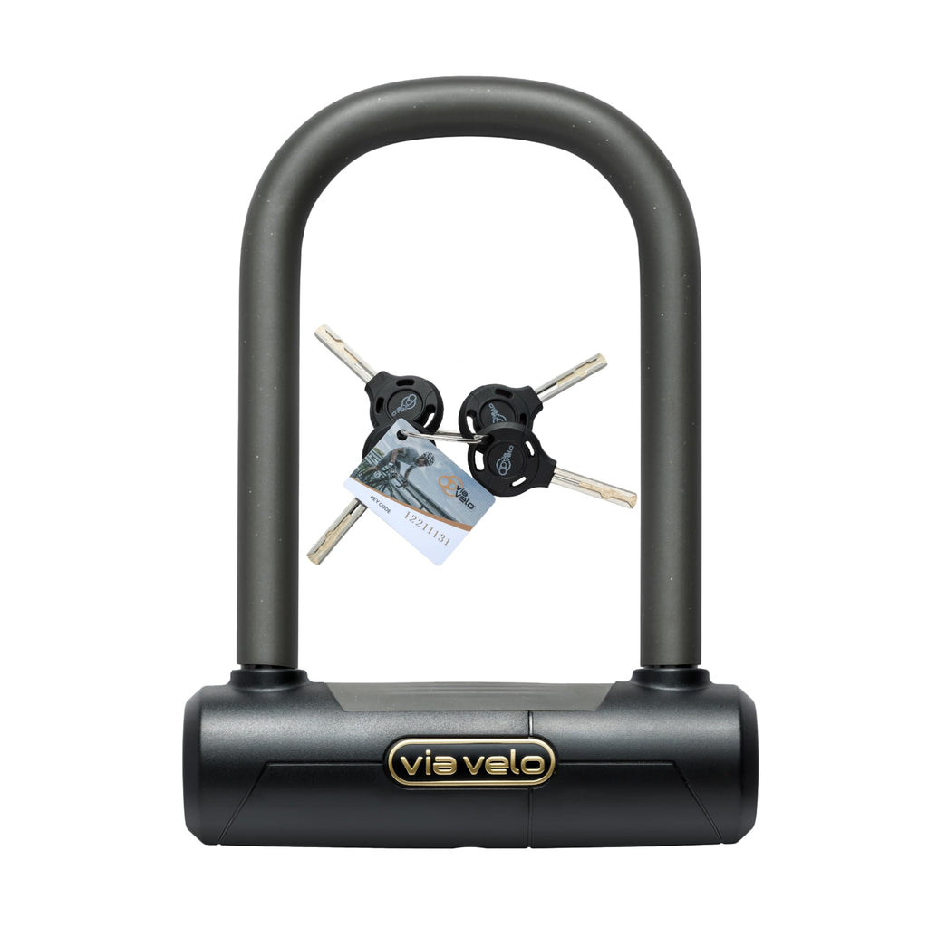 Via Velo Mini Bike U Lock| Pro Mini U Lock 20CrMnTi Steel Anti-Theft 16mm Shackle with Bracket insize:5.7 x 3.5 in and Sold Secure Diamomd Approval for All Bikes Electric Bike,Electric Scooters