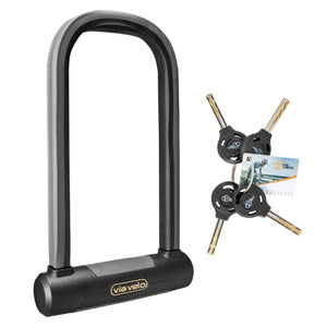 Via Velo Bike U Lock | Via Velo Elite U Lock 20CrMnTi Steel Anti-Theft 17mm Shackle Inside Size:9.25 x 4.44 in Sold Secure Diamond Approval for Electric Bike and Electric Scooter