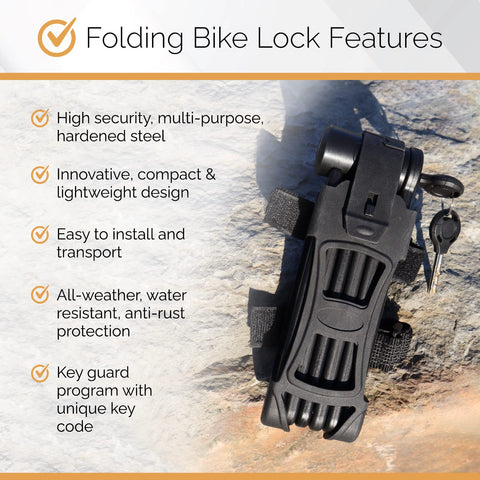 Via Velo 4 Folding Bike Lock Set, Same Key System Keyed Alike, New 2022, Heavy Duty Hardened Steel, Lightweight, Bike Lock for Electric Bike, Electric Scooter, Dirt Bike, with Mounting Case