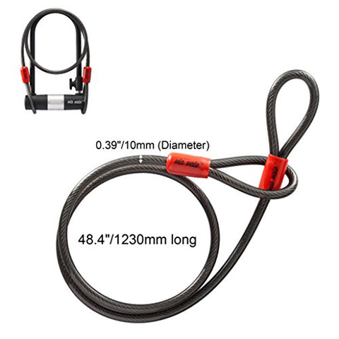 Via Velo Bicycle U-Lock-Heavy duty 15mm and longer Shackle for 2 bikes and 10mm x1.2m Cable - ViaVelo