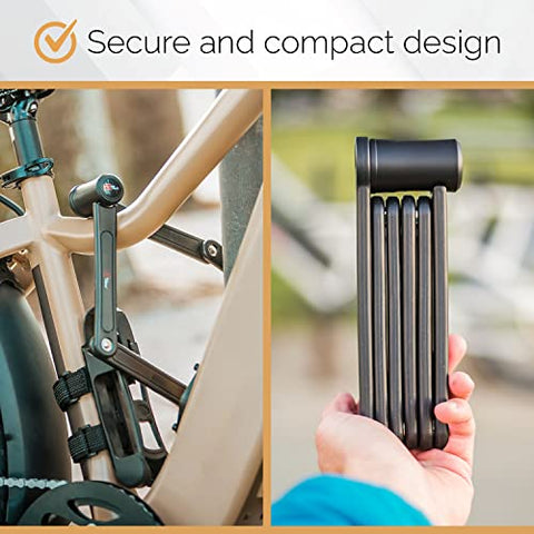 Via Velo 2 Folding Bike Lock Set | Same Key System 4 Keyed Alike Keys, Heavy Duty Hard Steel, Lightweight, Bike Lock for Electric Bike, Electric Scooter, Dirt Bike for Adults with Mounting Case