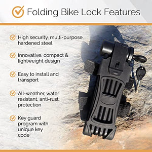 Via Velo 3 Folding Bike Lock Set | Same Key System Keyed Alike, New 2022, Heavy Duty Hard Steel, Lightweight, Bike Lock for Electric Bike, Electric Scooter, Dirt Bike for Adults with Mounting Case