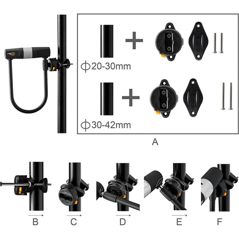 Via Velo 2 Bicycle U-Lock Set, Same Key System 4 Keyed Alike Keys, Heavy Duty, 14mm Shackle and 10mm x 1.8m Cable with Mounting Bracket for Road Bike Mountain Bike Folding Bike